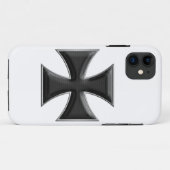 カーボン繊維の鉄の交差の黒 Case-Mate iPhoneケース (裏面(横))