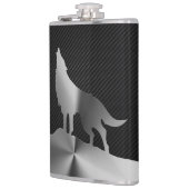 カーボン繊維を持つ金属遠ぼえのオオカミ フラスク (左)