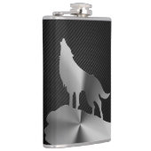 カーボン繊維を持つ金属遠ぼえのオオカミ フラスク (右)