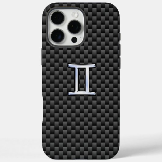 カーボン調のジェミニ(双子座)デザイン Case-Mate iPhoneケース (裏面)