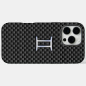 カーボン調のジェミニ(双子座)デザイン Case-Mate iPhoneケース (裏面 (横))