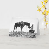 カーボーイ・ハットからの馬の食べ物 カード (黄色い花)