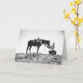 カーボーイ・ハットからの馬の食べ物 カード (黄色い花)