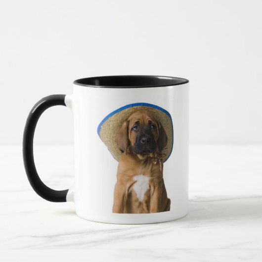 カーボーイ・ハットの子犬 マグカップ (左)