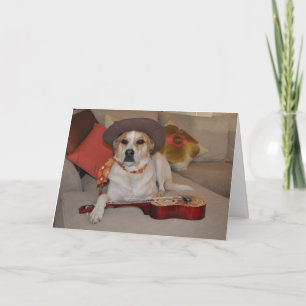 カーボーイ・ハットの犬の写真が付いているユーモアのあるなカード カード