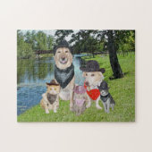 カーボーイ・ハットの犬及び猫 ジグソーパズル (横)