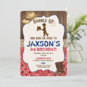 カーボーイ・ハットは素朴な男の子の誕生日の招待を追い出します 招待状 (スタンド正面)