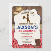 カーボーイ・ハットは素朴な男の子の誕生日の招待を追い出します 招待状 (正面)