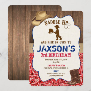 カーボーイ・ハットは素朴な男の子の誕生日の招待を追い出します 招待状