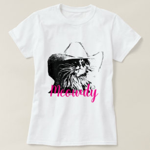 カーボーイ・ハットMeowdyを持つベクトルイメージ猫 Tシャツ