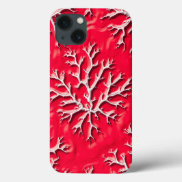 カーマインレッドの木のテクスチャー iPhoneケース iPhone 13ケース