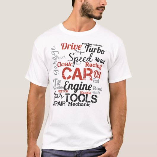 カーマニアのためのワードクラウド Tシャツ (正面)