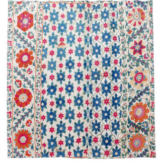 カーミナスサニウズベキスタン刺繍プリント シャワーカーテン