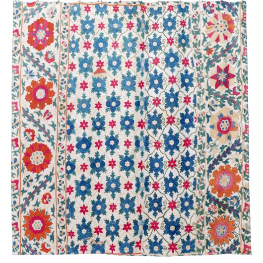 カーミナスサニウズベキスタン刺繍プリント シャワーカーテン (正面)