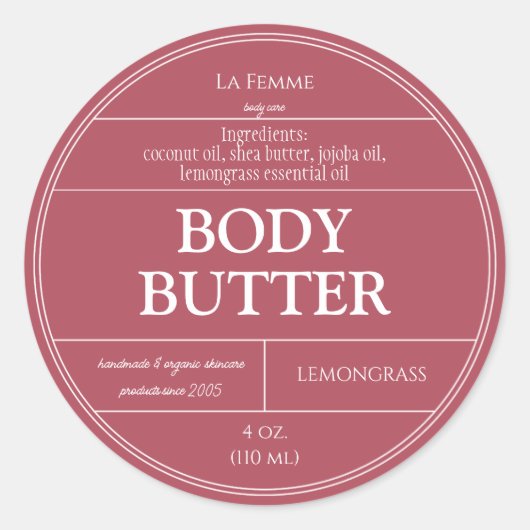 カーミンピンク&ホワイトボホ化粧品ラベル ラウンドシール (正面)