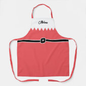 カーミンモダンレッドホリデーモノグラム エプロン (正面)