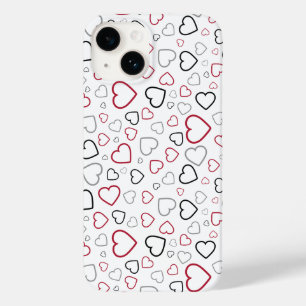 カーミンレッドグレーハッピーハートパターン Case-Mate iPhone 14ケース