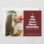 カーミンレッドメリークリスマスツリーファミリーキス シーズンカード (正面)