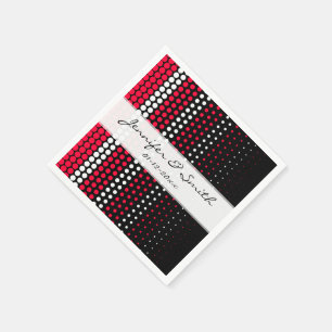 カーミン赤と白水玉模様 スタンダードカクテルナプキン