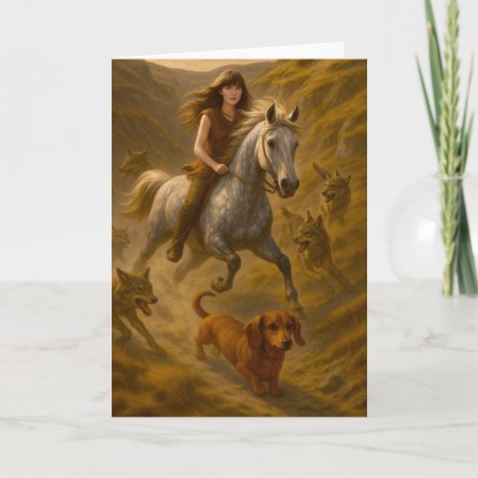 カーミー、ネリー、チャーリーがクーリーに乗っている カード (正面)