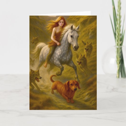 カーミー、ネリー、チャーリーがクーリーに乗っている サンキューカード (正面)