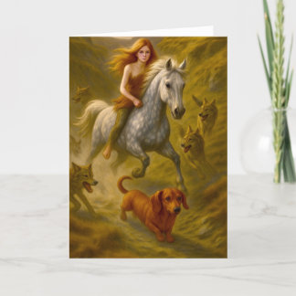 カーミー、ネリー、チャーリーがクーリーに乗っている サンキューカード