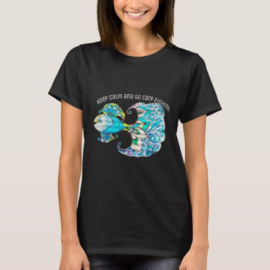 カームアンドゴーカープ魚釣り Tシャツ (正面)