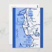 「カーメルからサンフランシスコへの地図 ポストカード (正面/裏面)