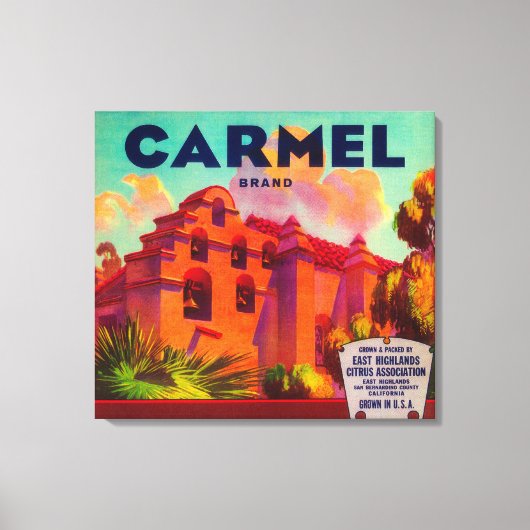 カーメルオレンジラベルイーストハイランズ（カリフォルニア州） キャンバスプリント (正面)