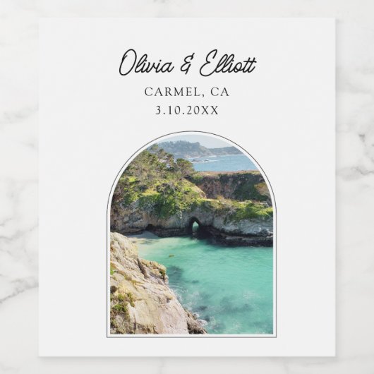 カーメルカリフォルニア結婚式の引き出物 ワインラベル (シングルラベル)