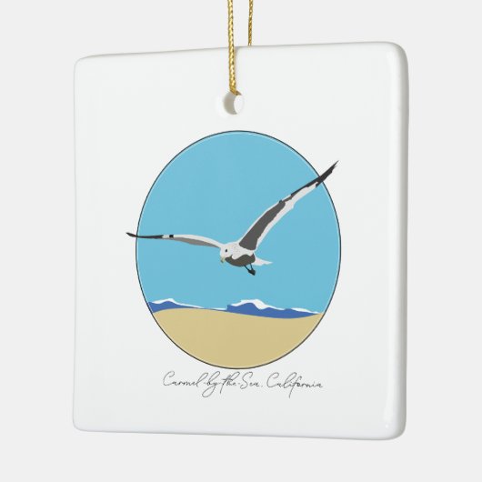 カーメルバイザシーカリフォルニアシーガルオーバービーチ セラミックオーナメント (左)