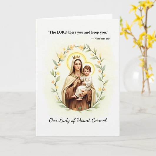 カーメル神の平和と山の我々の恵み カード (黄色い花)
