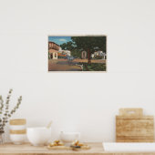 カーメル, CA -通りシーン(木や店あり) ポスター (キッチン)