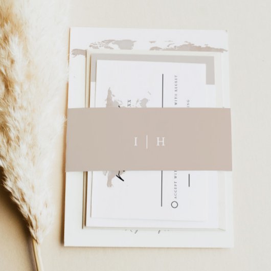 カーメンシンプルミニマリストクリームベージュ結婚ズ 招待状ベリーバンド