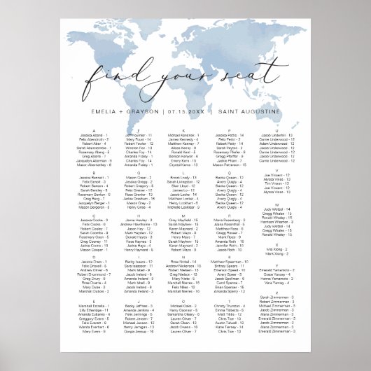 カーメンブルーデスティネーションウェディングシーティングチャート ポスター (正面)