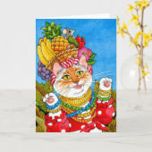 カーメンミランダ猫の誕生日グリーティングカード カード (黄色い花)