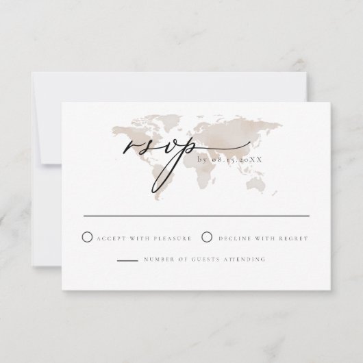 カーメン – トラベルウォーターカラーマップアドベンチャーRSVP 招待状 (正面)