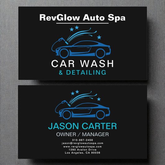カーモダンウォッシュ&ディテールブルーラグジュアリースタイル 名刺