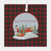 カーモダンオリジナルスコティッシュタータンチェック ガラスオーナメント (裏面)