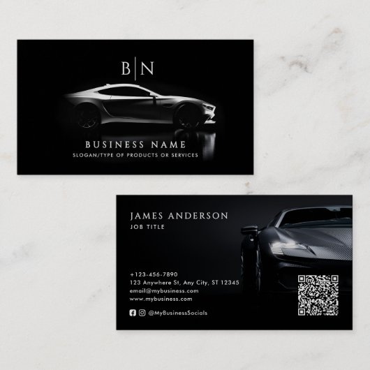 カーモダン/オートモノグラムQRコードおよびソーシャルメディア 名刺 (正面/裏面)