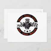 カーモータードラッグレーシングファンレンオートV8整備士 ポストカード (正面/裏面)