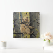 カーモードベアクロックベアアートウォールクロックベアデコール スクエア壁時計 (ホーム)