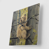 カーモードベアクロックベアアートウォールクロックベアデコール スクエア壁時計 (傾斜)