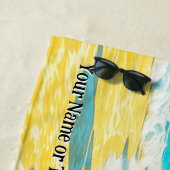 カーラバーのサーフビーチのオレンジ色のホットロッド ビーチタオル (インサイチュ)