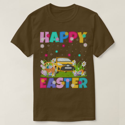 カーラバーハッピーイースターバニーカーイースターサンデー Tシャツ (デザイン正面)