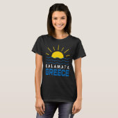 カーラマタ ギリシャ 陽光と海の波 女性 Tシャツ (正面フル)