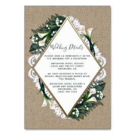 カーラリリーラップとレースの結婚インサートカード テーブルナンバー