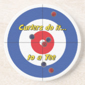 "カーラーはティーにそれを行う"砂岩コースター – （青） コースター (正面)