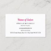 カーラーズヘアとかわいいピンクの女の子と美しいサロン 名刺 (裏面)