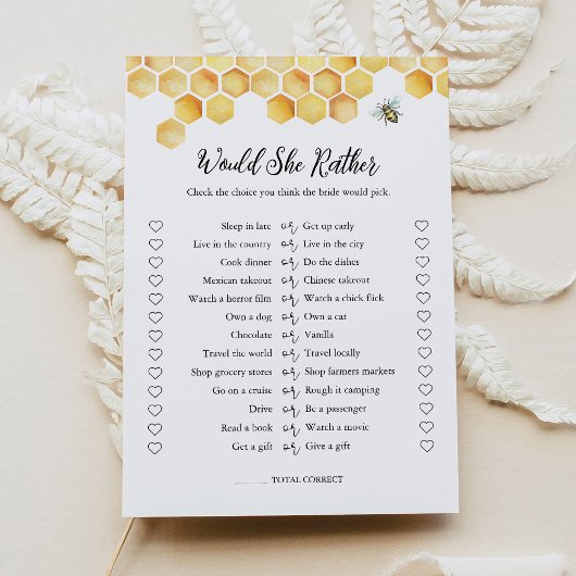 カーラ Bee ウェディングシャワーパーティーゲームカード 彼女はどちらが好き？ 招待状